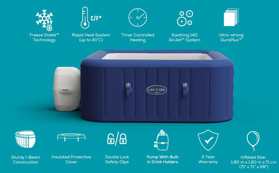 Blue Color SaluSpa Hawaii Air Jet Hot Tub