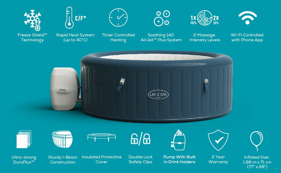 SaluSpa Milan Inflatable Hot Tub | Milan Portable Spa