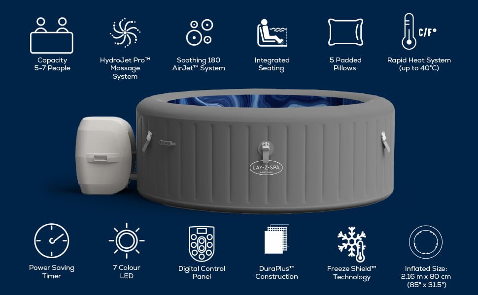 Santorini Pro SaluSpa HydroJet Inflatable Hot Tub | Lay-Z-Spa UK