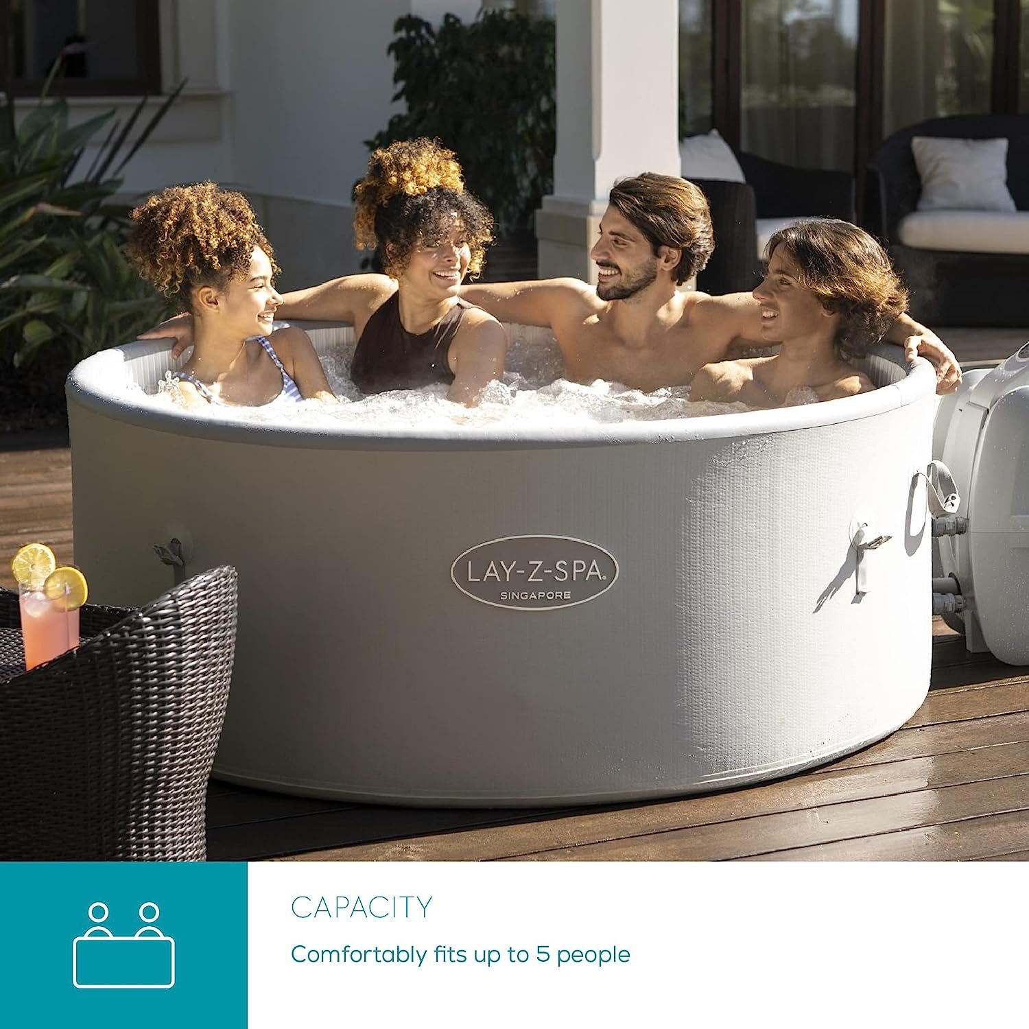 SaluSpa Singapore AirJet Plus Hot Tub with FreezeShield, 3-5 Person