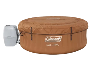 Coleman SaluSpa Ponderosa AirJet 2 to 4 Person Inflatable Hot Tub Round Portable Outdoor Spa with 120 Soothing Jets with Cover, Orange