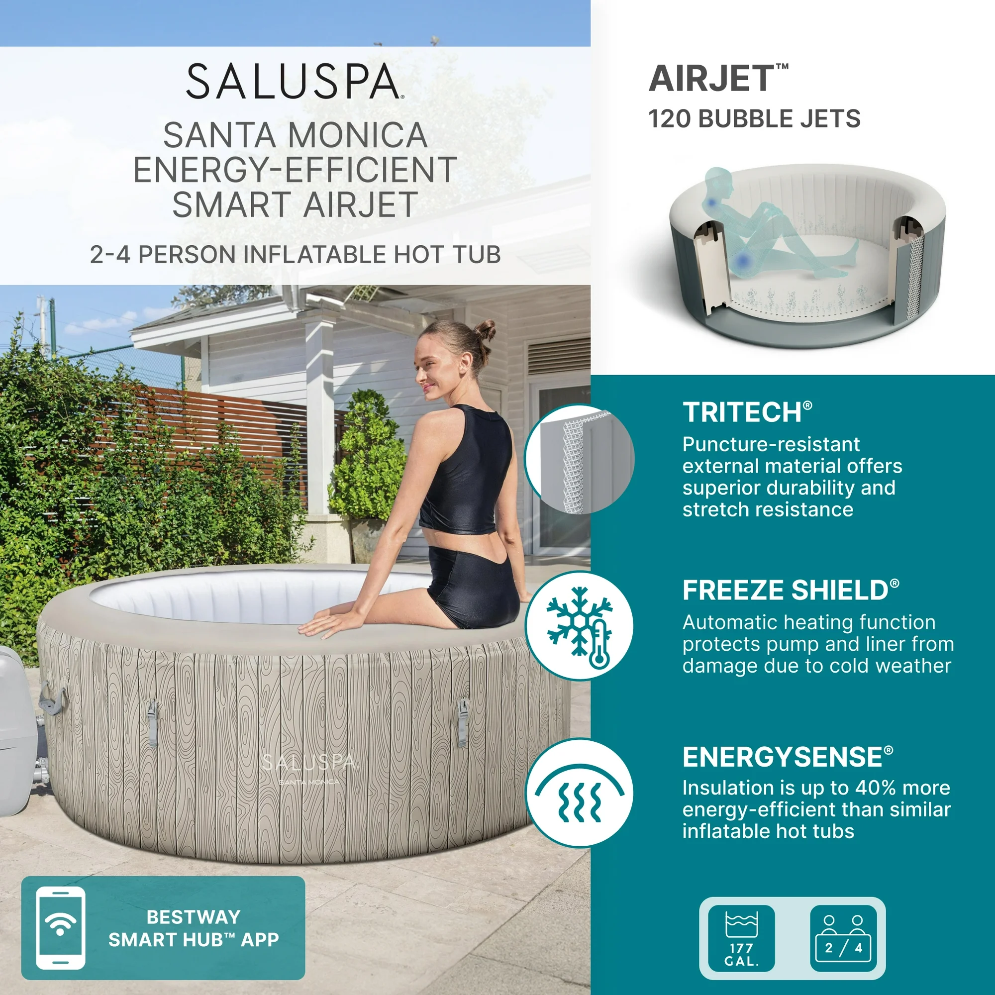 SaluSpa Santa Monica AirJet Inflatable Hot Tub