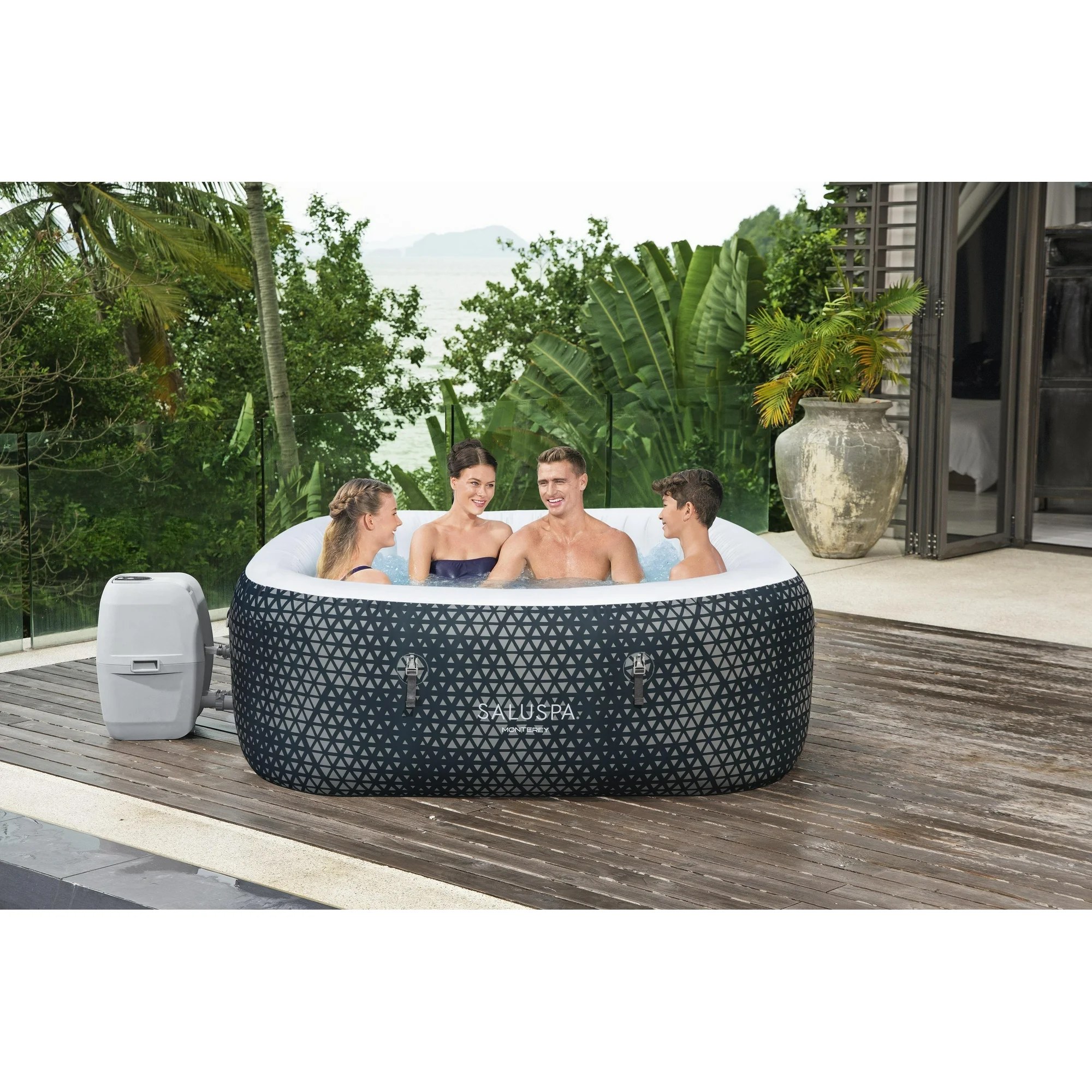 SaluSpa Monterey AirJet Outdoor Inflatable Square Hot Tub 4-6 Person